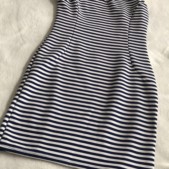 MONTEAU White and Blue Striped Dress - Picture 5 of 6